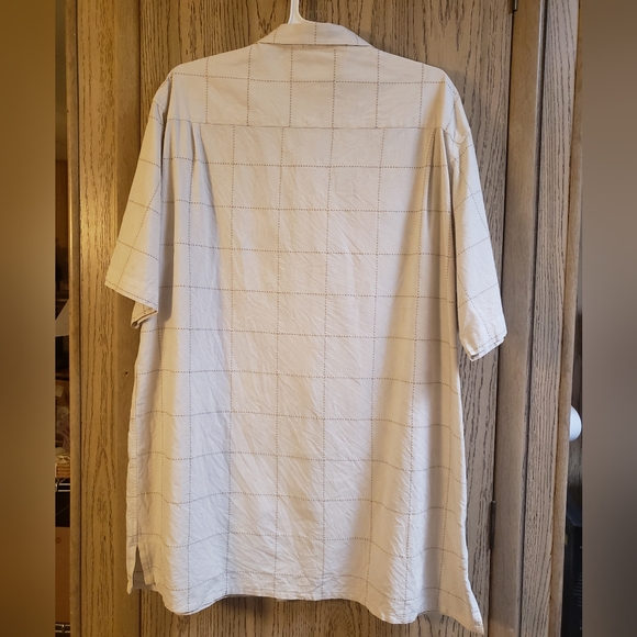 AXIS LA Camp Shirt Men's 2XT Button Down Casual Square Stitching Beige Cotton - Picture 2 of 10